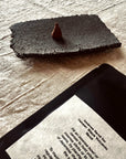 Raw Black Stoneware Flat Rectangle Incense Holder