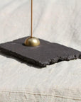 Raw Black Stoneware Flat Rectangle Incense Holder