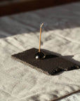 Raw Black Stoneware Flat Rectangle Incense Holder