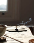 Raw Black Stoneware Flat Rectangle Incense Holder