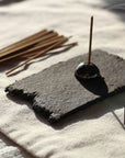 Raw Black Stoneware Flat Rectangle Incense Holder