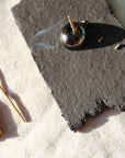 Raw Black Stoneware Flat Rectangle Incense Holder