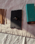 Raw Black Stoneware Flat Rectangle Incense Holder