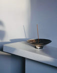Incense Holder. Raw Black Stoneware Incense Bowl, Cloud Glaze.