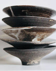 Incense Holder. Raw Black Stoneware Incense Bowl, Cloud Glaze.