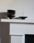 Incense Holder. Raw Black Stoneware Incense Bowl, Cloud Glaze.