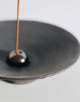 Incense Holder. Raw Black Stoneware Incense Bowl, Cloud Glaze.