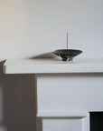 Incense Holder. Raw Black Stoneware Incense Bowl, Cloud Glaze.