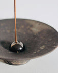 Incense Holder. Raw Black Stoneware Incense Bowl, Cloud Glaze.