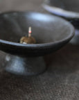 Blue Kumo Incense Chalice Holder. Artisan Made black stoneware