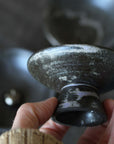 Blue Kumo Incense Chalice Holder. Artisan Made black stoneware