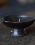 black incense holder chalice, stoneware, artisan made ceramics