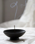 artisan incense holder in purple anthracite clay
