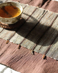 Chabu Natural Fibre Table Runner | Redish Brown Plant Dye Table Runner for Tea Ceremony ~ Red Earth