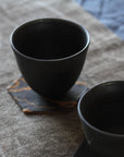 Black Porcelain Tea Bowl, handmade stoneware, for Zen Tea Ceremony