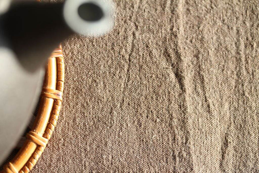 Chabu Natural Fibre Table Runner | Light Tea Brown Plant Dye Table Runner for Tea Ceremony ~ Cha