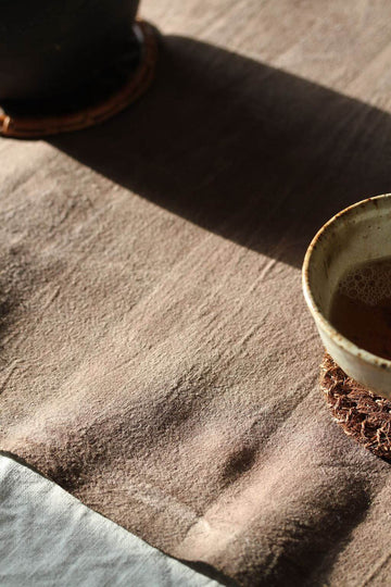 Chabu Natural Fibre Table Runner | Light Tea Brown Plant Dye Table Runner for Tea Ceremony ~ Cha
