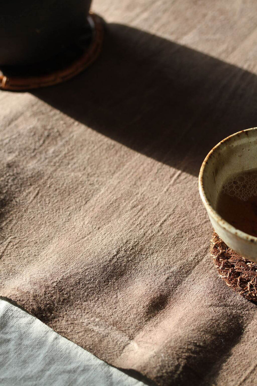 Chabu Natural Fibre Table Runner | Light Tea Brown Plant Dye Table Runner for Tea Ceremony ~ Cha