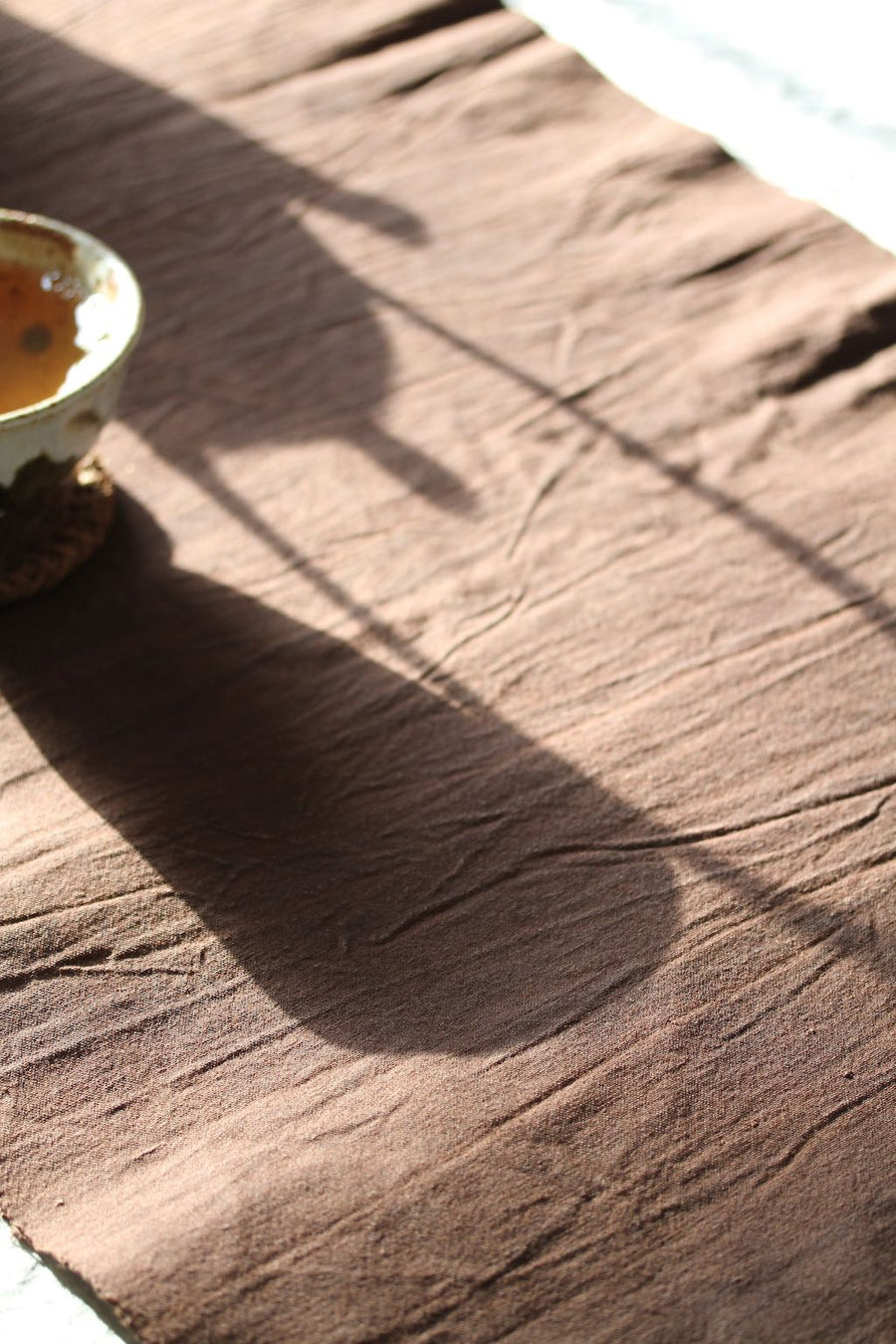 Chabu Natural Fibre Table Runner | Redish Brown Plant Dye Table Runner for Tea Ceremony ~ Red Earth