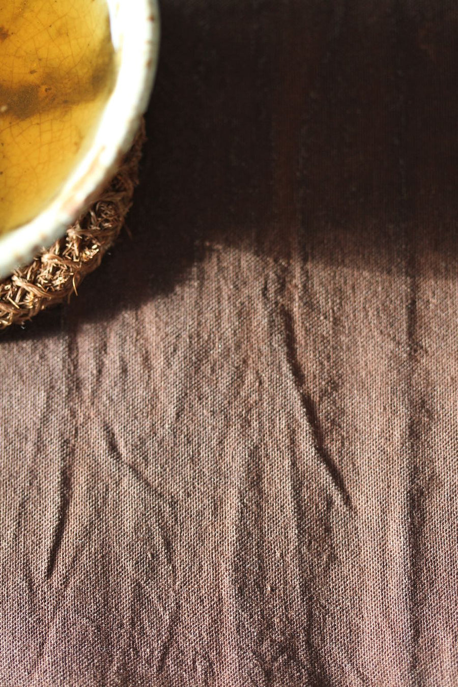 Chabu Natural Fibre Table Runner | Redish Brown Plant Dye Table Runner for Tea Ceremony ~ Red Earth
