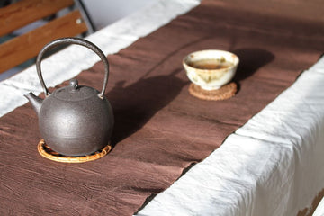 Chabu Natural Fibre Table Runner | Redish Brown Plant Dye Table Runner for Tea Ceremony ~ Red Earth