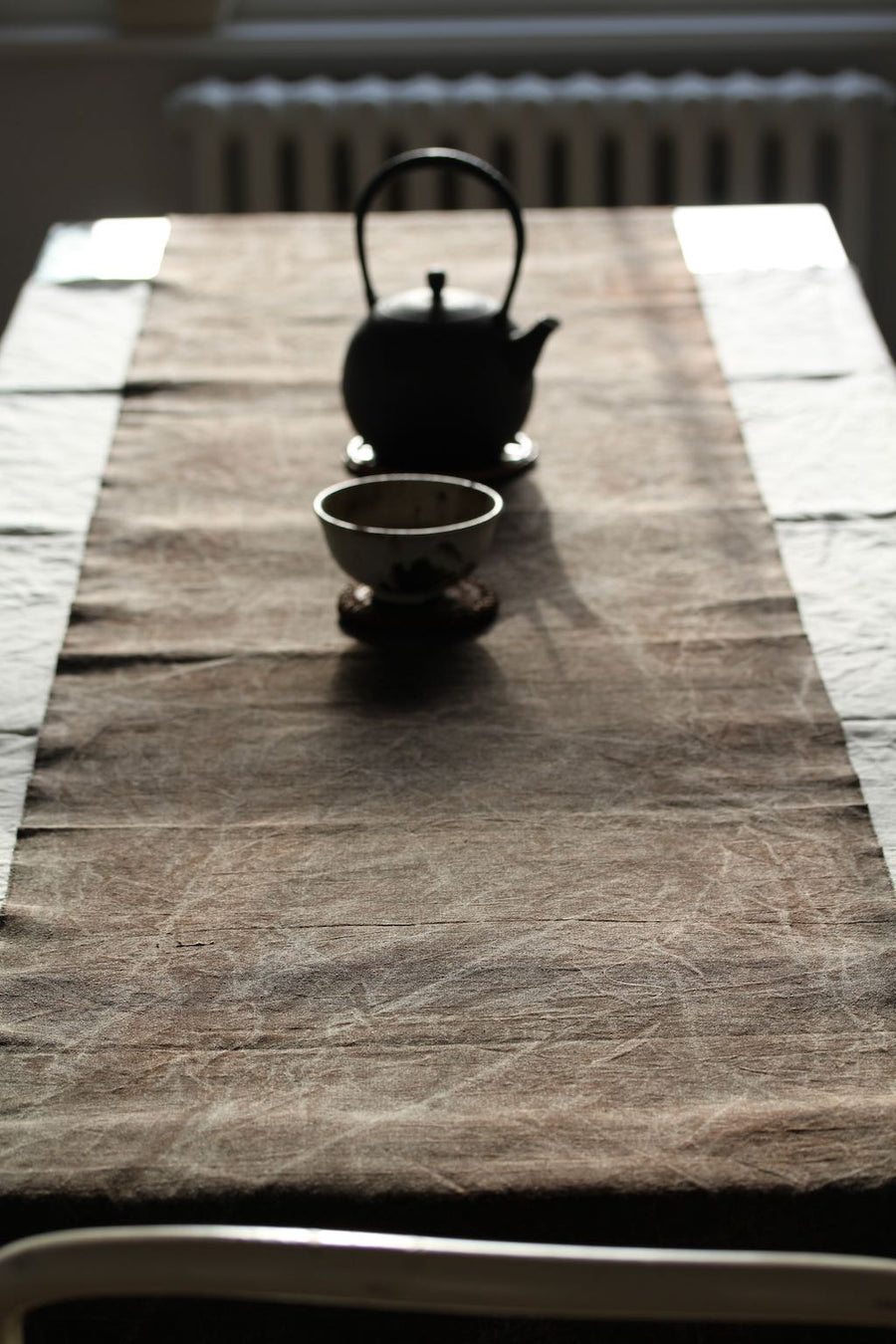 Chabu Natural Fibre Table Runner | Greyish Brown Plant Dye Table Runner for Tea Ceremony ~ Cranes Beak