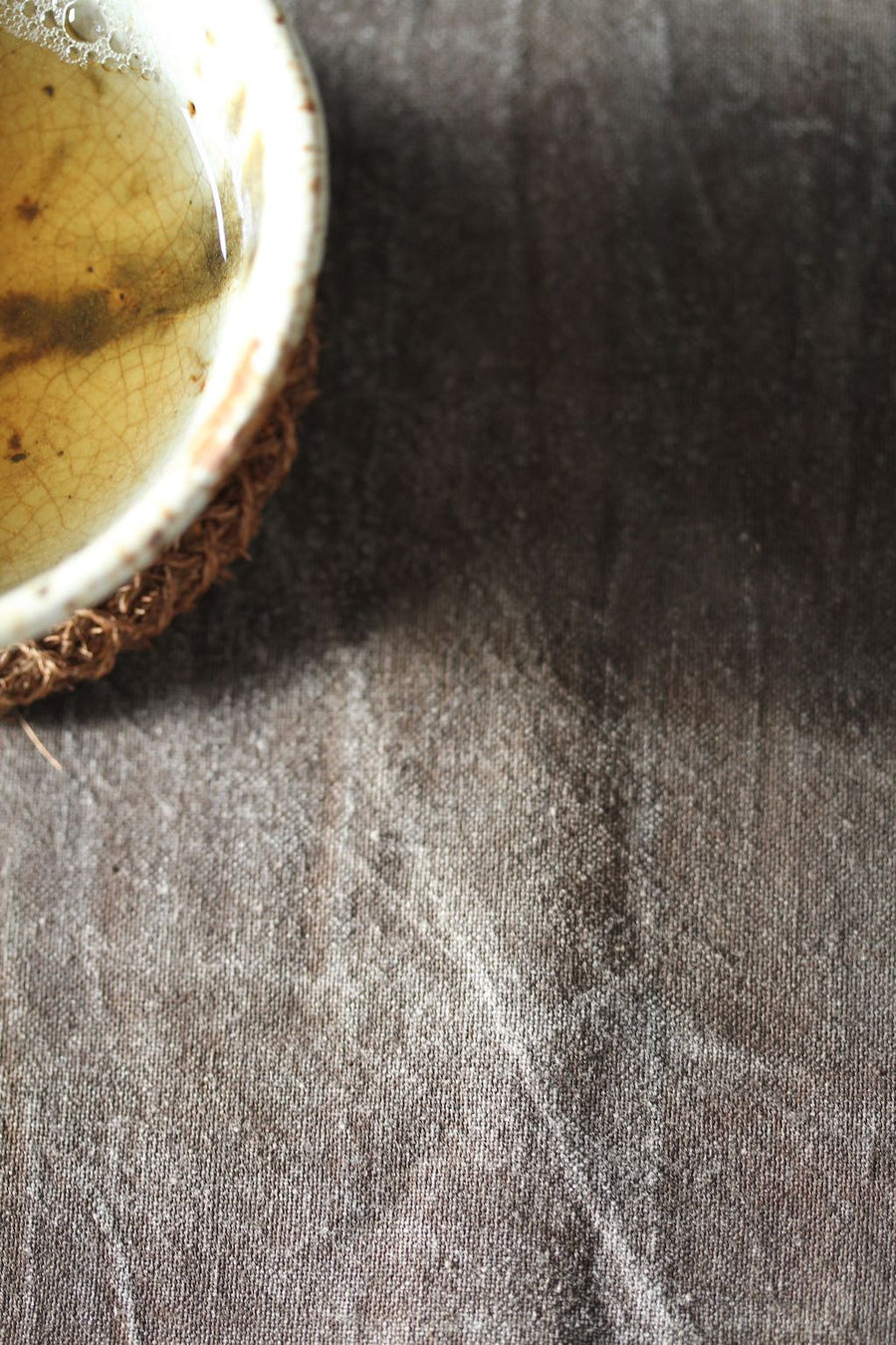 Chabu Natural Fibre Table Runner | Greyish Brown Plant Dye Table Runner for Tea Ceremony ~ Cranes Beak