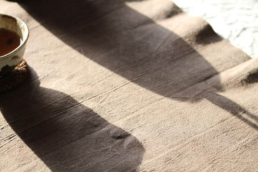 Chabu Natural Fibre Table Runner | Light Tea Brown Plant Dye Table Runner for Tea Ceremony ~ Cha