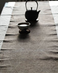 Chabu Natural Fibre Table Runner | Greyish Brown Plant Dye Table Runner for Tea Ceremony ~ WILLOW BARK