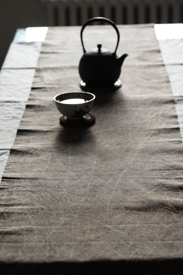 Chabu Natural Fibre Table Runner | Greyish Brown Plant Dye Table Runner for Tea Ceremony ~ WILLOW BARK