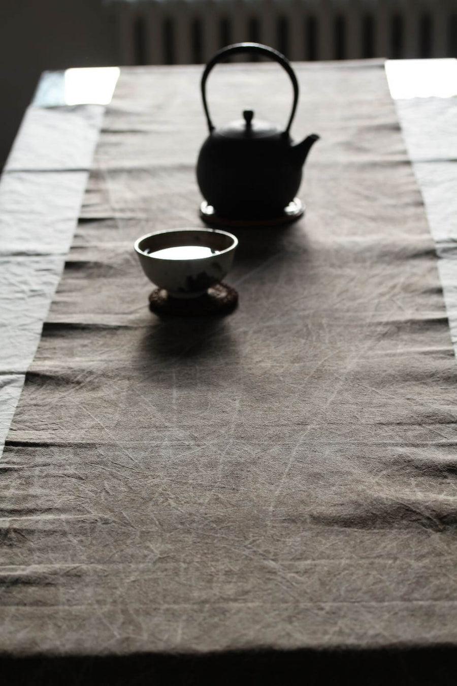 Chabu Natural Fibre Table Runner | Greyish Brown Plant Dye Table Runner for Tea Ceremony ~ WILLOW BARK