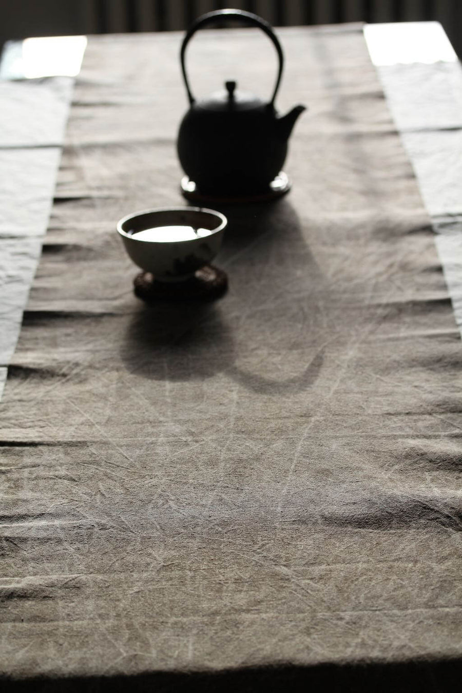 Chabu Natural Fibre Table Runner | Greyish Brown Plant Dye Table Runner for Tea Ceremony ~ WILLOW BARK