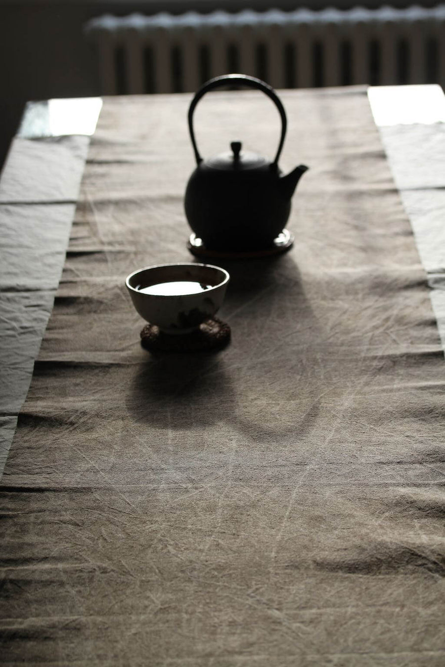 Chabu Natural Fibre Table Runner | Greyish Brown Plant Dye Table Runner for Tea Ceremony ~ WILLOW BARK