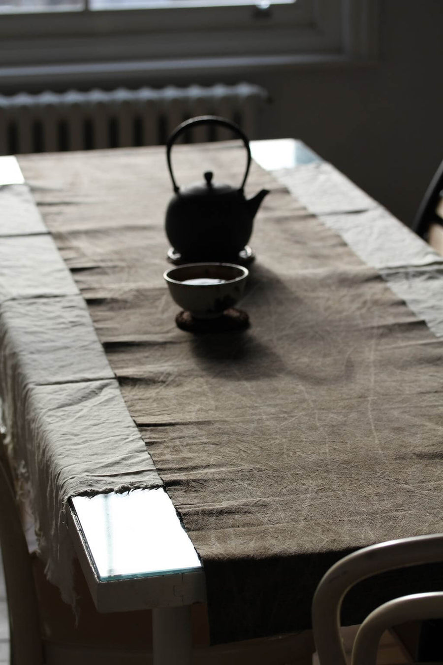 Chabu Natural Fibre Table Runner | Greyish Brown Plant Dye Table Runner for Tea Ceremony ~ WILLOW BARK