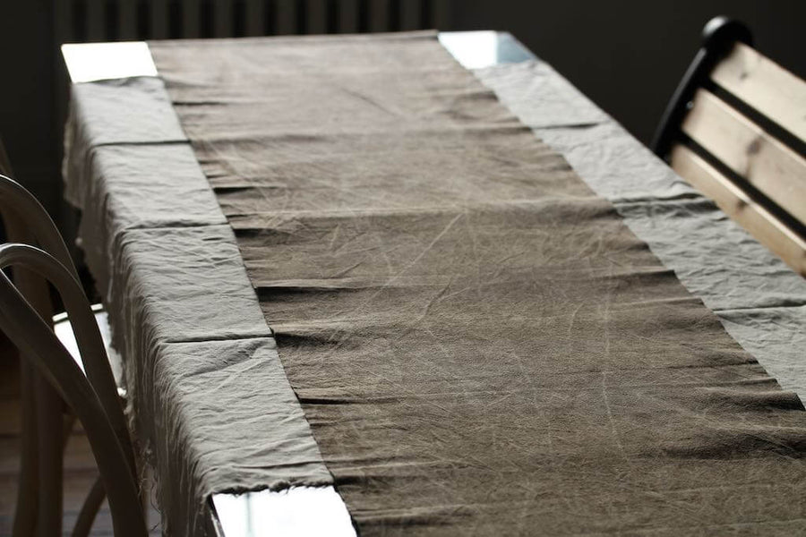 Chabu Natural Fibre Table Runner | Greyish Brown Plant Dye Table Runner for Tea Ceremony ~ WILLOW BARK