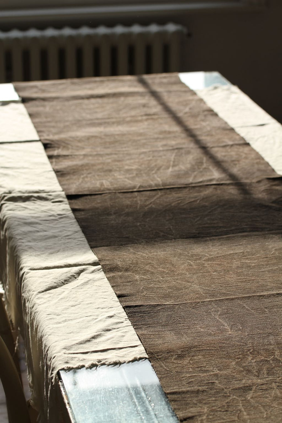 Chabu Natural Fibre Table Runner | Dark Brown Plant Dye Table Cover for Tea Ceremony ~ Ancient Mountain