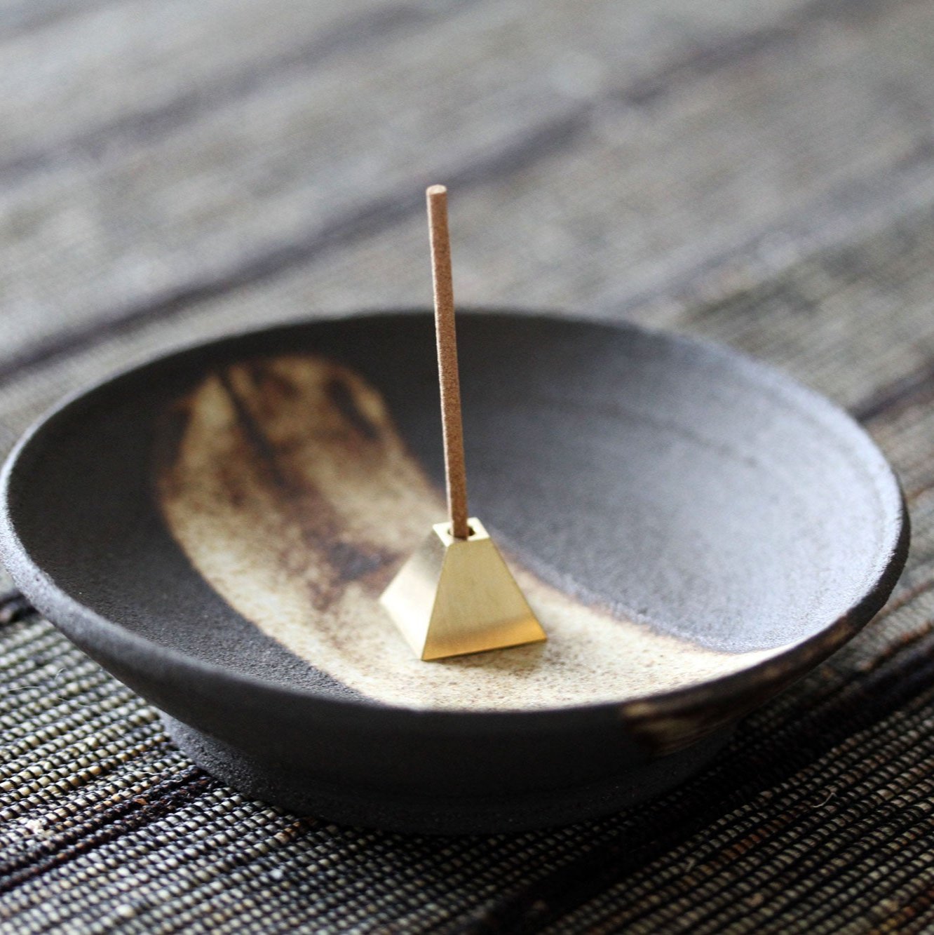 Pyramid Incense Stick Holder - Brushed Gold Brass – Ume
