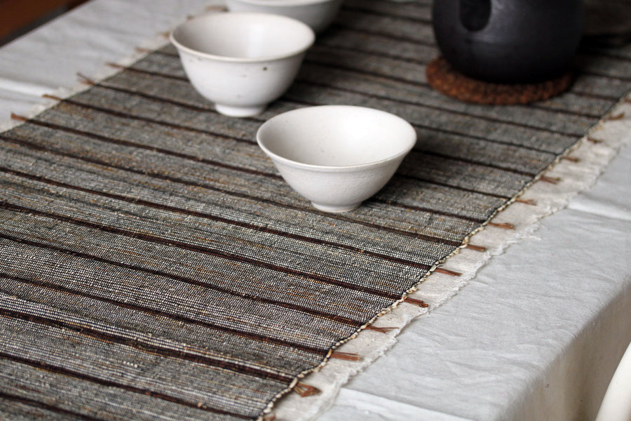 Dusk Chabu Table Runner. Hand loomed natural fibres.