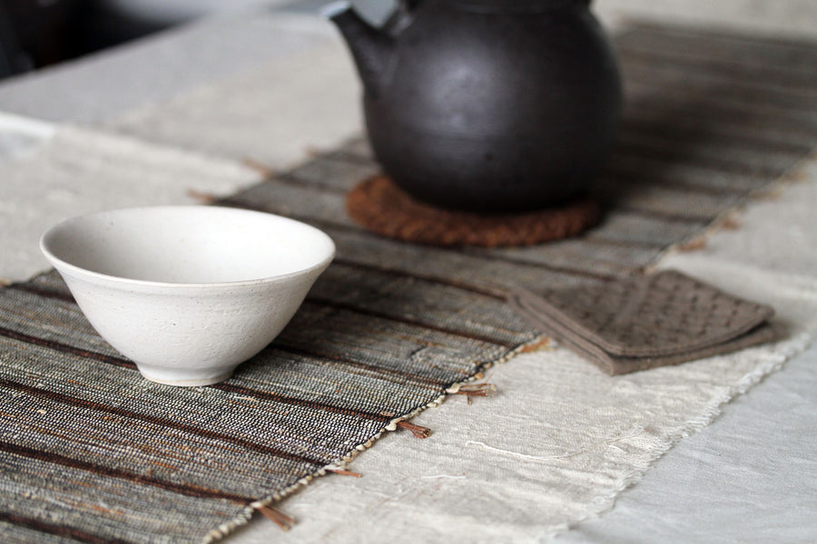 Dusk Chabu Table Runner. Hand loomed natural fibres.