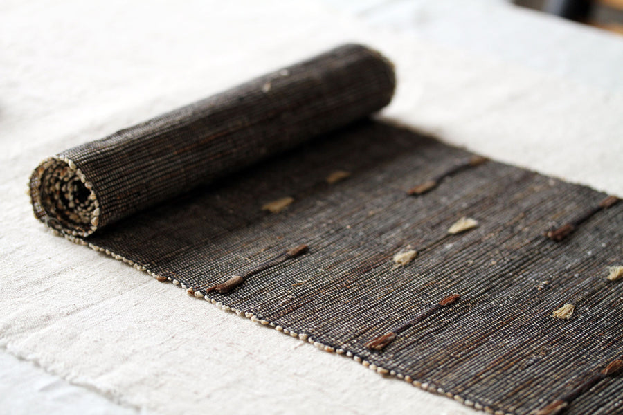 Chabu Table Runner. Hand loomed natural fibres. Reeds