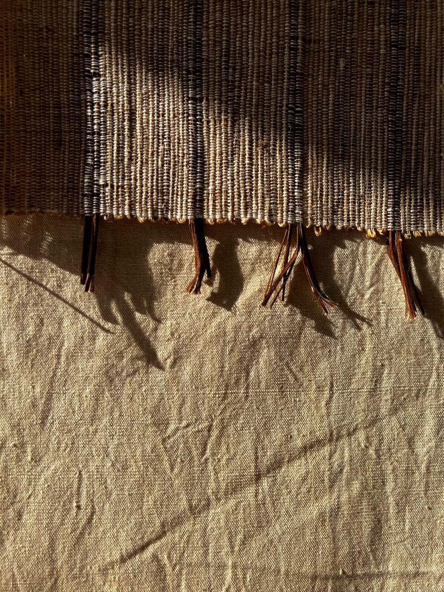 Handwoven Cotton Chabu Table Runner: Natural Fiber Tea Ceremony Cloth