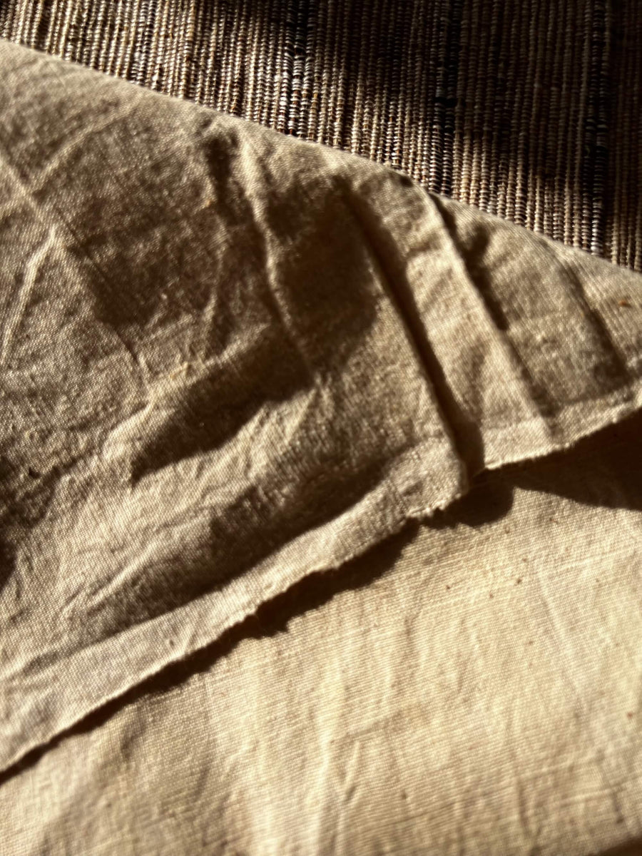 Handwoven Cotton Chabu Table Runner: Natural Fiber Tea Ceremony Cloth