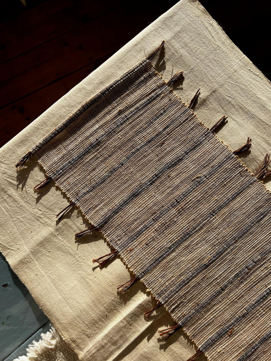 Handwoven Cotton Chabu Table Runner: Natural Fiber Tea Ceremony Cloth