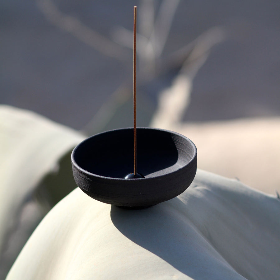 RAW Black Stoneware Incense Bowl & Dome Holder