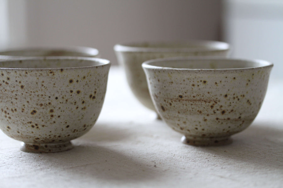 Tea Bowls, handmade stoneware, for Zen Tea Ceremony (ivory white)