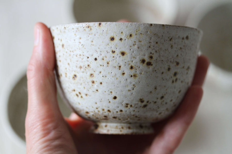 Tea Bowls, handmade stoneware, for Zen Tea Ceremony (ivory white)