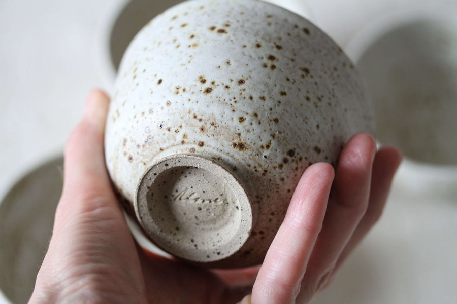 Tea Bowls, handmade stoneware, for Zen Tea Ceremony (ivory white)