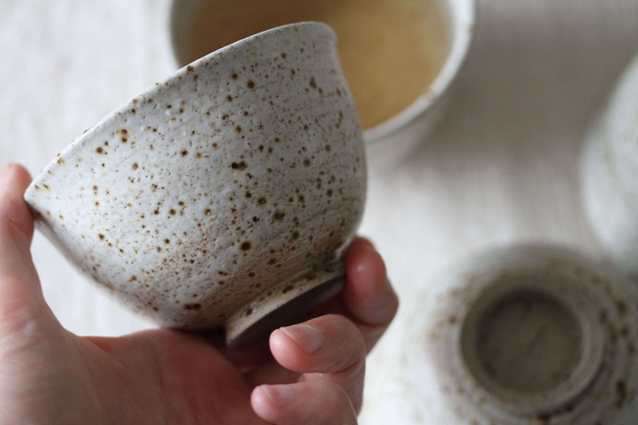 Tea Bowls, handmade stoneware, for Zen Tea Ceremony (ivory white)