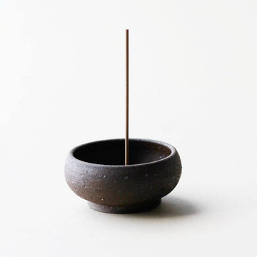 WABI SABI, wheel thrown, handmade, stoneware clay, INCENSE BOWL, zen - Ume 