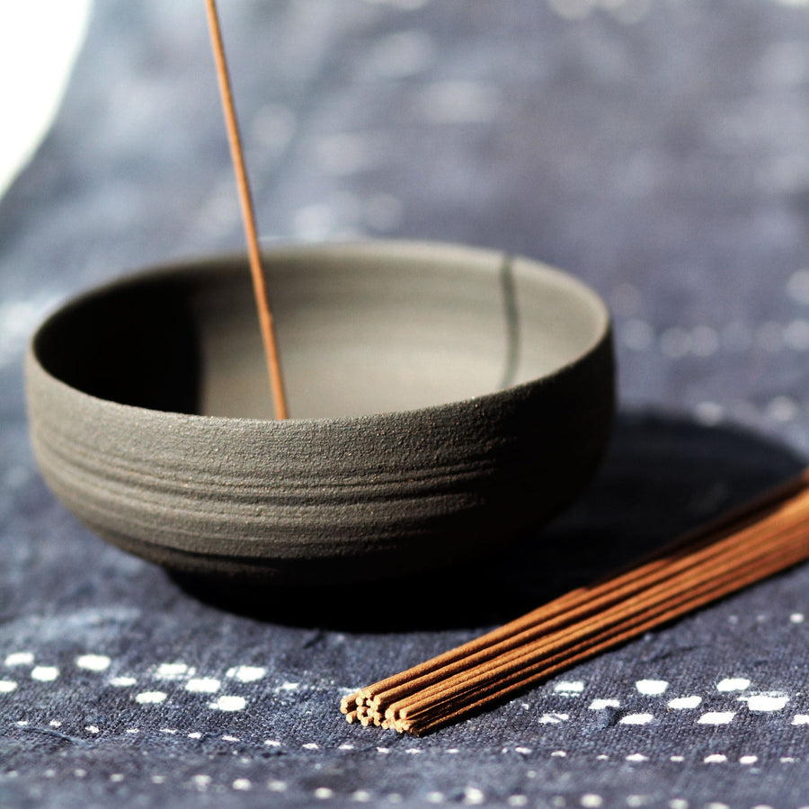 RAW Black Stoneware Incense Bowl & Dome Holder Ume Collection